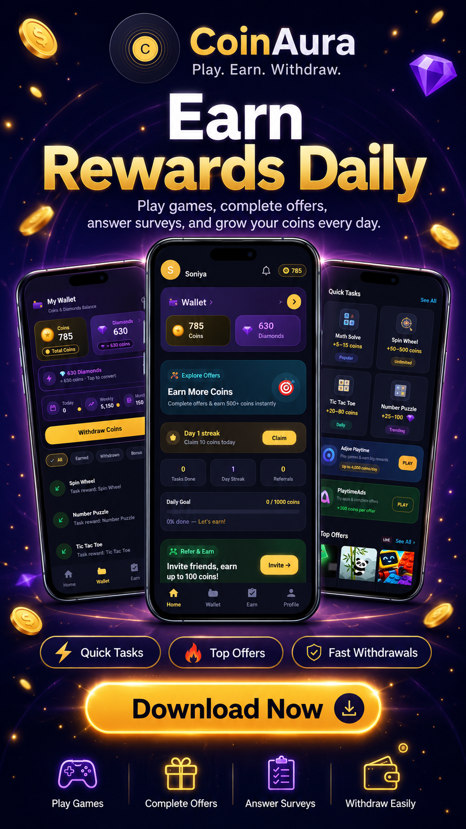 Coin Aura app promotional mockup